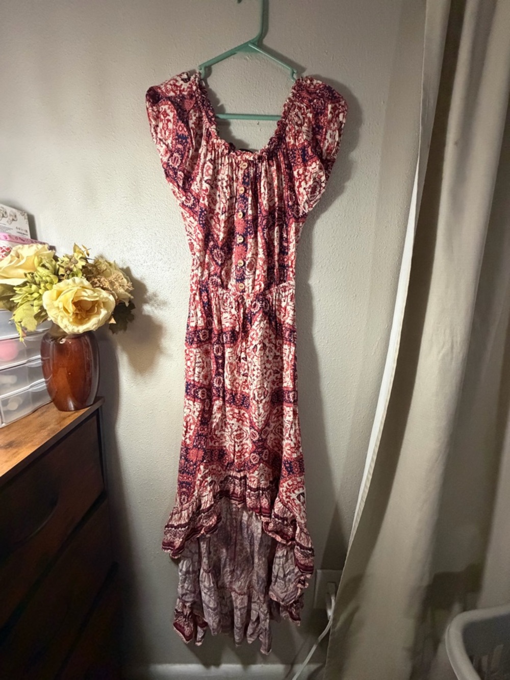 New Look Red Paisley High-Low Maxi Dress